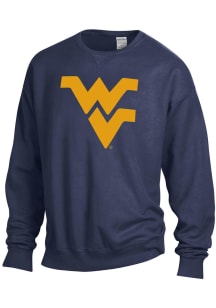 ComfortWash West Virginia Mountaineers Mens Navy Blue Garment Dyed Long Sleeve Crew Sweatshirt