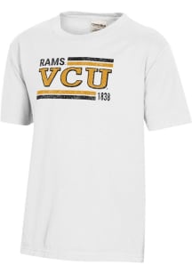 ComfortWash VCU Rams Youth White Garment Dyed Short Sleeve T-Shirt