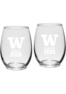 Washington Huskies Class of 2026 Stemless Wine Set Stemless Wine Glass - White