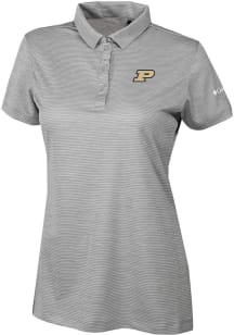 Columbia Purdue Boilermakers Womens Grey Heat Seal Set II Short Sleeve Polo Shirt
