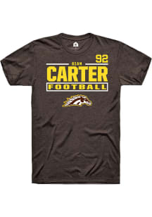 Gian Carter Western Michigan Broncos Brown Football NIL Stacked Box Short Sleeve Player T Shirt