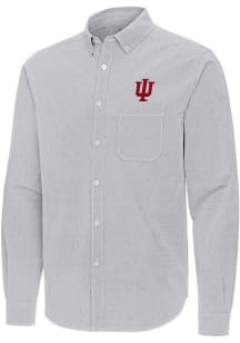 Antigua Indiana Hoosiers Mens Ash Porter Long Sleeve Dress Shirt