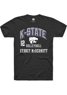 Sydney McDermott K-State Wildcats Black NIL Arch Logo Short Sleeve Player T Shirt