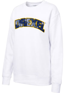 Drexel Dragons Womens White Paisley Sport Fleece Crew Sweatshirt