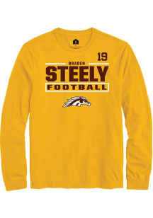 Braden Steely Western Michigan Broncos Gold Football NIL Stacked Box Long Sleeve Player T Shirt