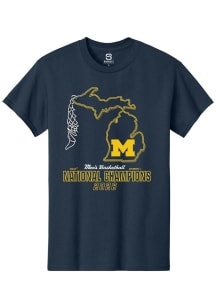 Summit Sportswear Michigan Wolverines Navy Blue MBB National Champs 2026 NET Short Sleeve T Shirt