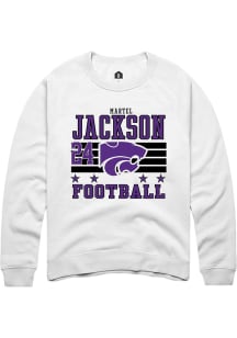 Martel Jackson K-State Wildcats Mens White Football NIL Striped Player Crew