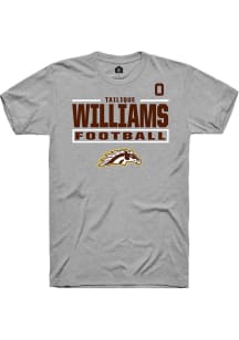 Tailique Williams Western Michigan Broncos Grey Football NIL Stacked Box Short Sleeve Player T Shi..