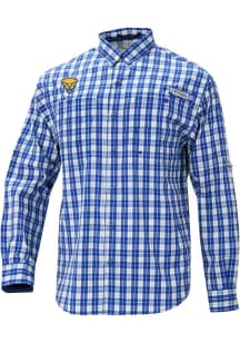 Columbia Pitt Panthers Mens Blue Heat Seal Super Tamiami Long Sleeve Dress Shirt