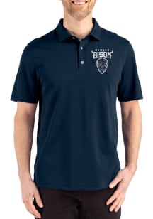 Cutter and Buck Howard Bison Mens Navy Blue Advantage Refresh Short Sleeve Polo