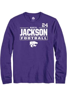 Martel Jackson K-State Wildcats Purple Football NIL Stacked Box Long Sleeve Player T Shirt