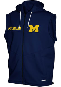 Michigan Wolverines Mens Blue Gym Hooded Sleeveless Jacket