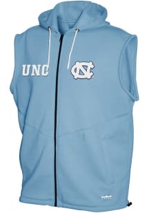 North Carolina Tar Heels Mens Light Blue Gym Hooded Sleeveless Jacket