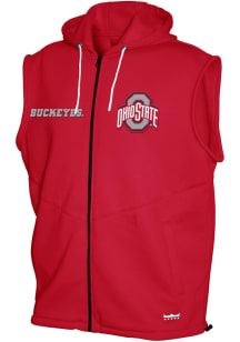 Ohio State Buckeyes Mens Red Gym Hooded Sleeveless Jacket