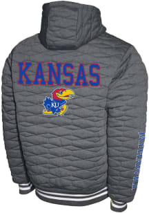 Kansas Jayhawks Mens Charcoal H-Quilt Hooded Fleece Medium Weight Jacket