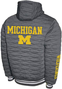 Michigan Wolverines Mens Charcoal H-Quilt Hooded Fleece Long Sleeve Zip Fashion