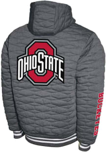 Ohio State Buckeyes Mens Charcoal H-Quilt Hooded Fleece Medium Weight Jacket