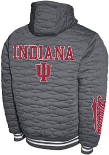 Indiana Hoosiers Mens Charcoal H-Quilt Hooded Fleece Medium Weight Jacket