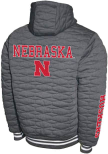 Nebraska Cornhuskers Mens Charcoal H-Quilt Hooded Fleece Medium Weight Jacket