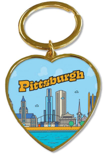 Pittsburgh Heart Keychain - Gold