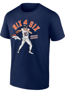 Bo Nix Denver Broncos Navy Blue Nix For Six Short Sleeve Player T Shirt