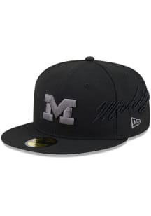 New Era Michigan Wolverines Mens Black Side Script 59FIFTY Fitted Hat