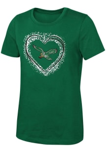 Philadelphia Eagles Girls Kelly Green Heart Shot Retro Short Sleeve Tee