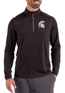 Cutter and Buck Michigan State Spartans Mens Black Coastline Long Sleeve Qtr Zip Pullover