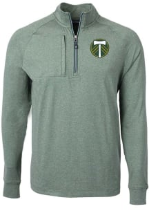 Cutter and Buck Portland Timbers Mens Green Adapt Eco Long Sleeve Qtr Zip Pullover