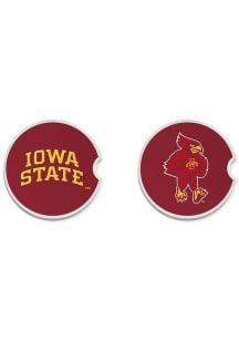 Iowa State Cyclones Mascot Set of 2 Car Coaster - White