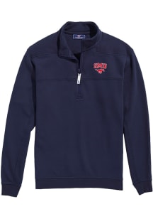 Vineyard Vines SMU Mustangs Mens Navy Blue Shep Shirt Long Sleeve Qtr Zip Pullover