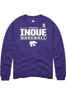 Shintaro Inoue  Rally K-State Wildcats Mens Purple NIL Stacked Box Long Sleeve Crew Sweatshirt