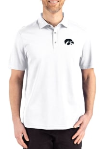 Cutter and Buck Iowa Hawkeyes Mens White Advantage Refresh Short Sleeve Polo