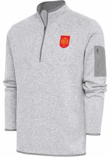 Antigua Spain National Team Mens Grey Elevate Long Sleeve Qtr Zip Pullover