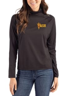 Cutter and Buck Arizona State Sun Devils Womens Black Coastline Eco Funnel Neck Crew Sweatshirt