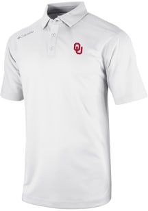 Columbia Oklahoma Sooners Mens White Heat Seal Omni Wick Shotgun Short Sleeve Polo