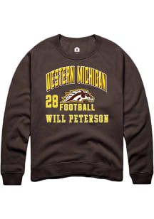 Will Peterson Western Michigan Broncos Mens Brown Football NIL Arch Logo Player Crew