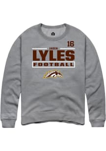 Jaden Lyles Western Michigan Broncos Mens Grey Football NIL Stacked Box Player Crew