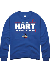 Kaleigh Hart  Rally Tulsa Golden Hurricane Mens Blue NIL Stacked Box Long Sleeve Crew Sweatshirt