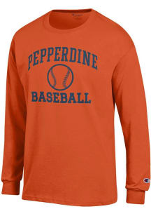 Champion Pepperdine Waves Orange Baseball Jersey Long Sleeve T Shirt