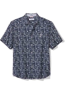 Tommy Bahama Houston Astros Mens Navy Blue Nova Wave Ballpark Short Sleeve Dress Shirt