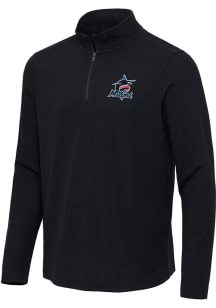 Antigua Miami Marlins Mens Black Sync Long Sleeve Qtr Zip Pullover