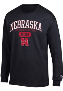 Champion Nebraska Cornhuskers Black Pill Box Mom Jersey Long Sleeve T Shirt