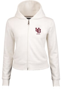 Summit Sportswear Utah Utes Womens White Vintage Terry Sequins Long Sleeve Full Zip Jacket
