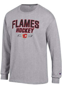 Champion Calgary Flames Grey Arch Team Hockey Jersey Long Sleeve T Shirt