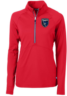 Cutter and Buck San Jose Earthquakes Womens Red Adapt Eco Qtr Zip Pullover
