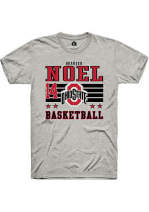 Brandon Noel Ohio State Buckeyes Ash NIL Striped Short Sleeve Player T Shirt