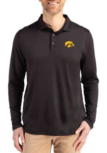 Cutter and Buck Iowa Hawkeyes Mens Black Coastline Long Sleeve Polo Shirt
