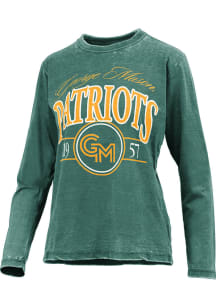 Pressbox George Mason University Womens Green Burnout LS Tee