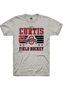 Lucy Curtis Ohio State Buckeyes Ash NIL Striped Short Sleeve Player T Shirt